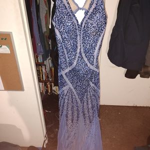 Sequin light blue prom dress